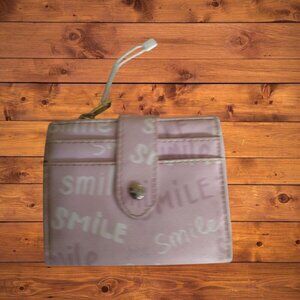 Pink Wallet Bifold Credit Card Smile Faux Leather Key Chain Novelty NEW